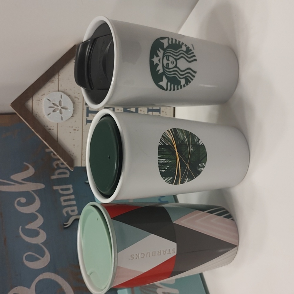 🥰 EUC Starbucks Collectible 12 oz. Ceramic Insulated Coffee Mugs, Set of 3